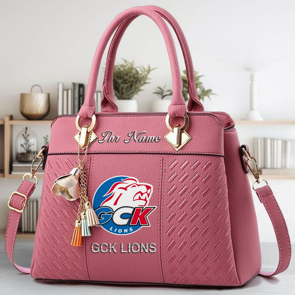 GCK Lions Logo Crossbody Zip Hand Bag With Tassel Custom Name For Women - Image 5