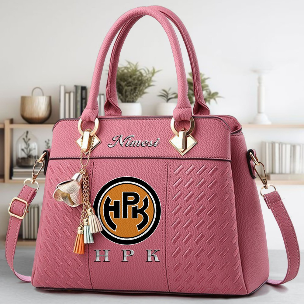 HPK Logo Crossbody Zip Hand Bag With Tassel Custom Name For Women - Image 5