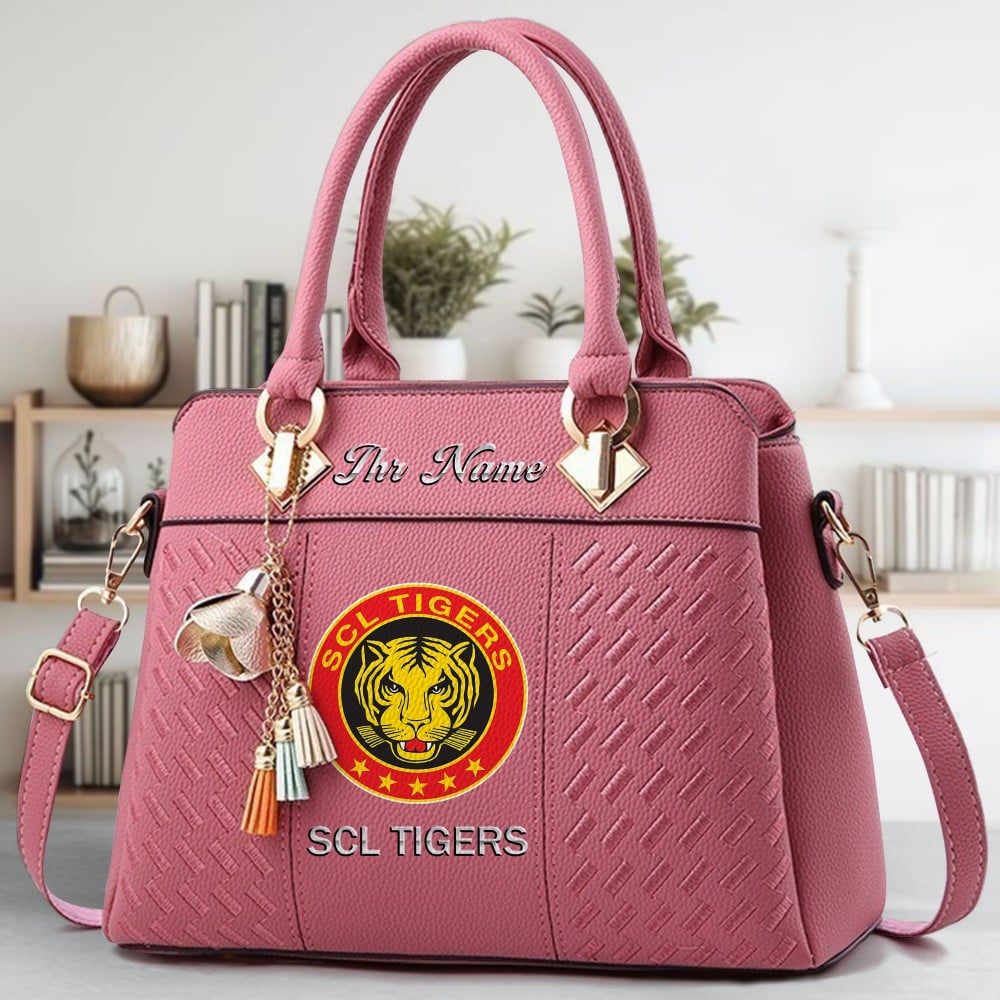 SCL Tigers Logo Crossbody Zip Hand Bag With Tassel Custom Name For Women - Image 5