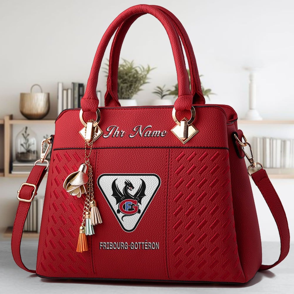 Fribourg Gotteron Logo Crossbody Zip Hand Bag With Tassel Custom Name For Women - Image 6