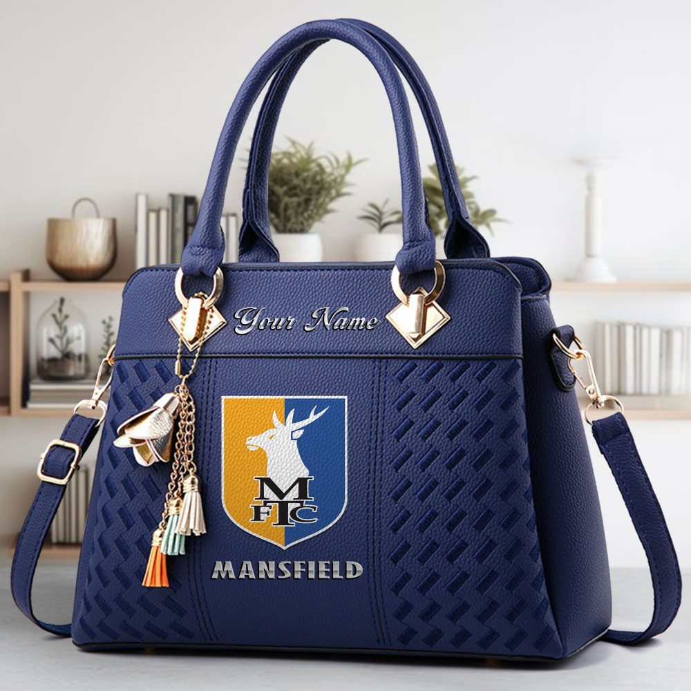 Mansfield Logo Crossbody Zip Hand Bag With Tassel Custom Name For Women - Image 2