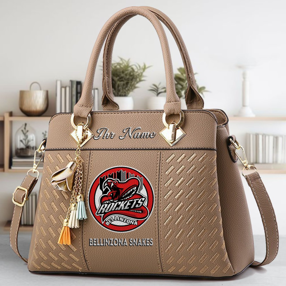 Bellinzona Snakes Logo Crossbody Zip Hand Bag With Tassel Custom Name For Women - Image 3
