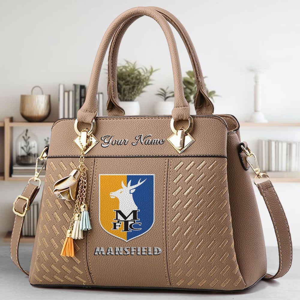 Mansfield Logo Crossbody Zip Hand Bag With Tassel Custom Name For Women - Image 3