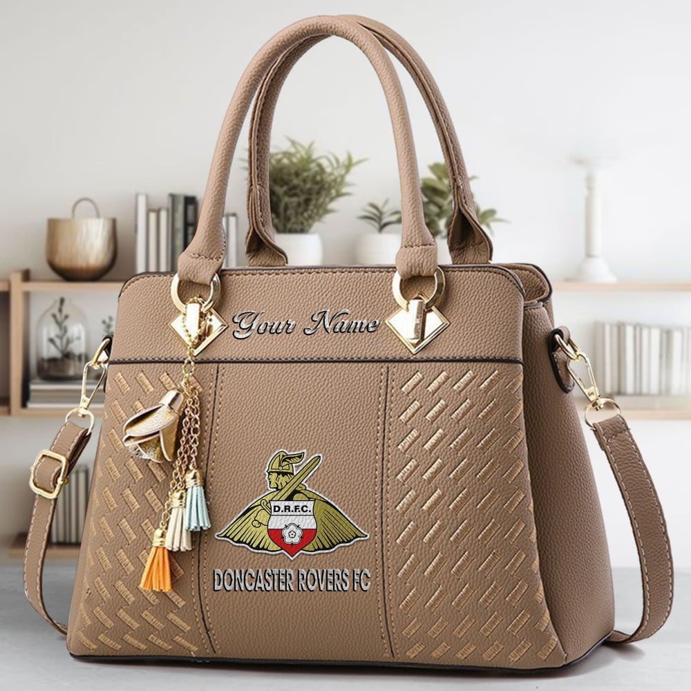 Doncaster Rovers Logo Crossbody Zip Hand Bag With Tassel Custom Name For Women - Image 3