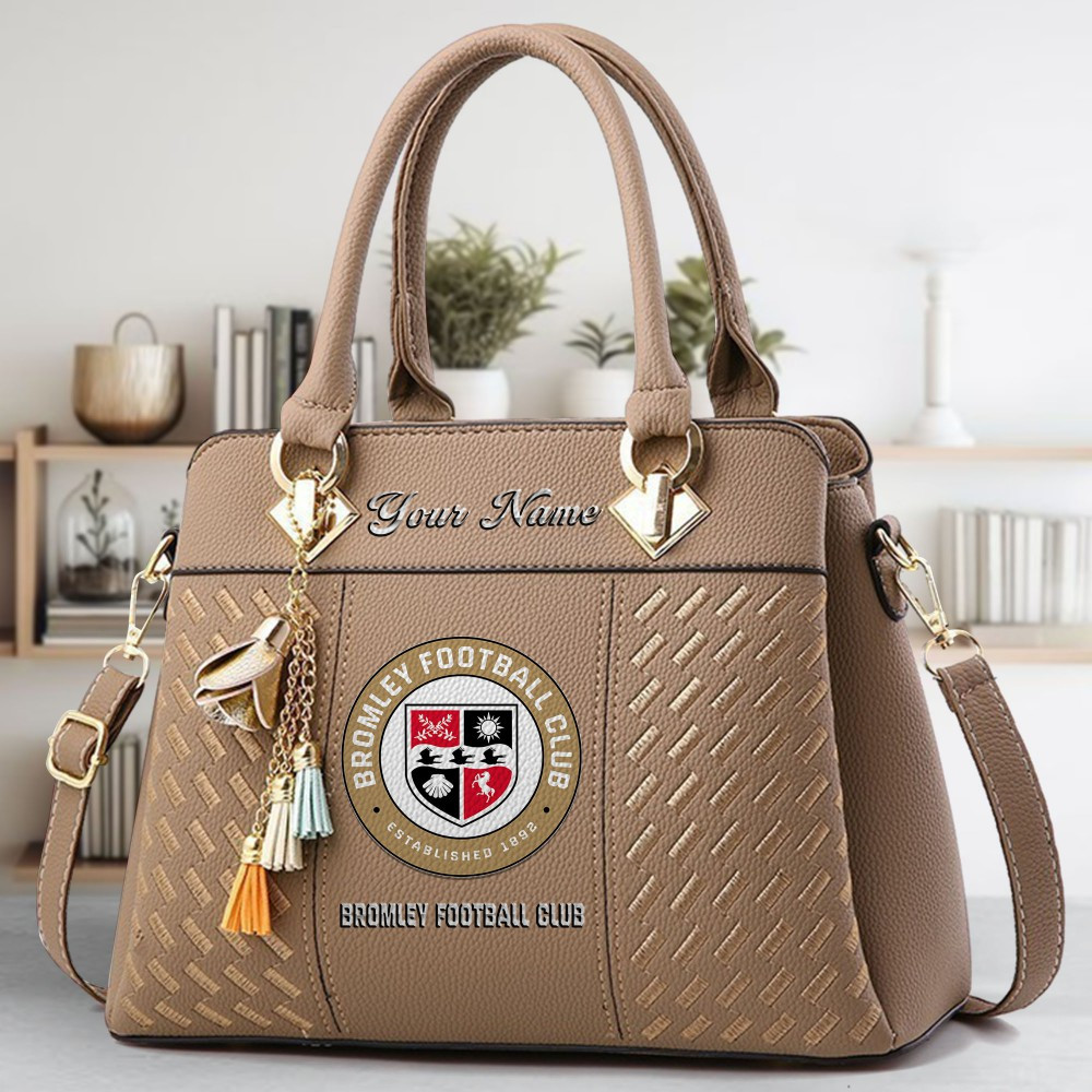 Bromley Football Club Logo Crossbody Zip Hand Bag With Tassel Custom Name For Women - Image 3