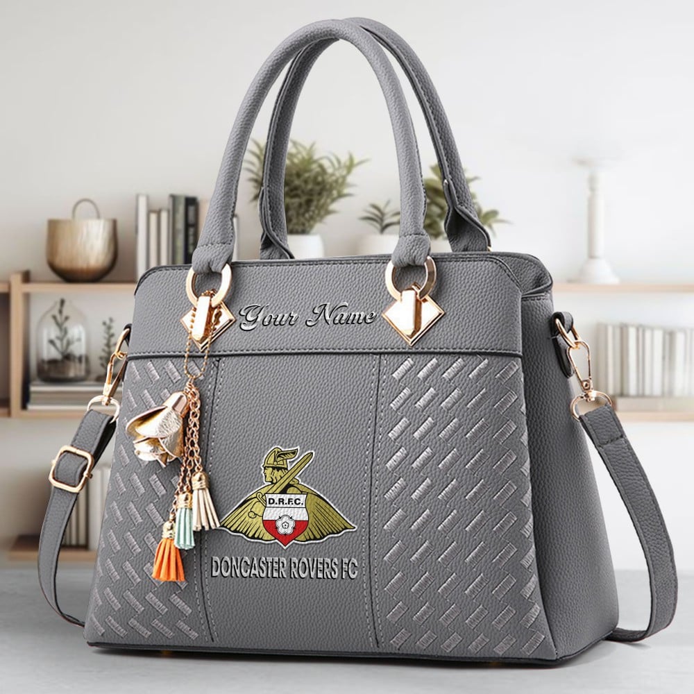 Doncaster Rovers Logo Crossbody Zip Hand Bag With Tassel Custom Name For Women - Image 4