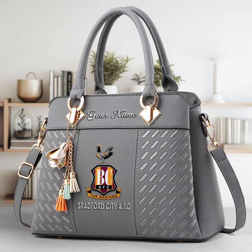 Bradford City Logo Crossbody Zip Hand Bag With Tassel Custom Name For Women - Image 4