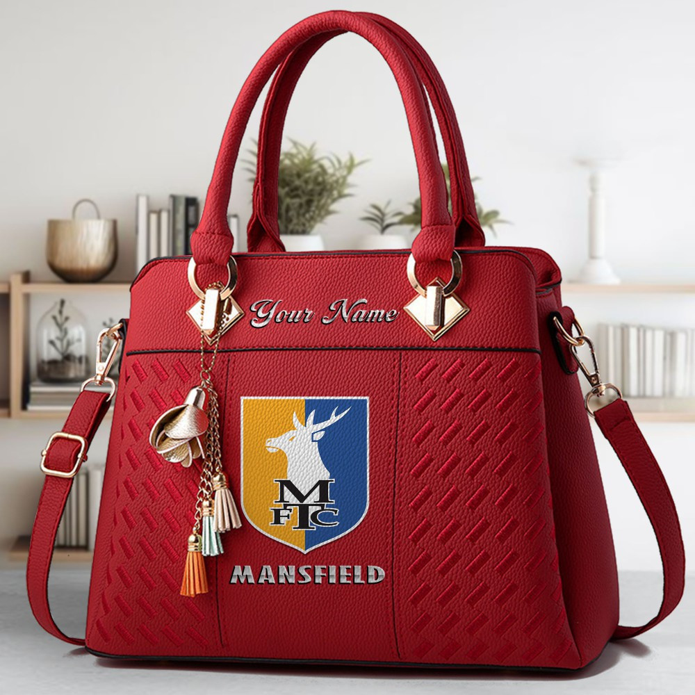 Mansfield Logo Crossbody Zip Hand Bag With Tassel Custom Name For Women - Image 6