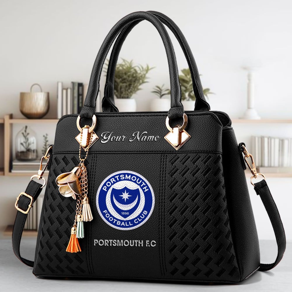 Portsmouth FC Logo Crossbody Zip Hand Bag With Tassel Custom Name For Women - Image 2