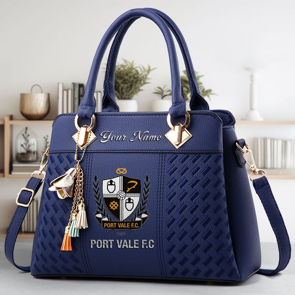 Port Vale Logo Crossbody Zip Hand Bag With Tassel Custom Name For Women - Image 3