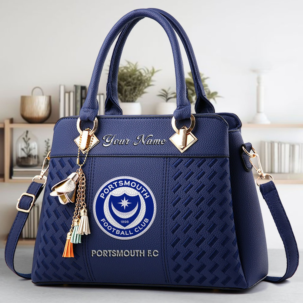 Portsmouth FC Logo Crossbody Zip Hand Bag With Tassel Custom Name For Women - Image 3