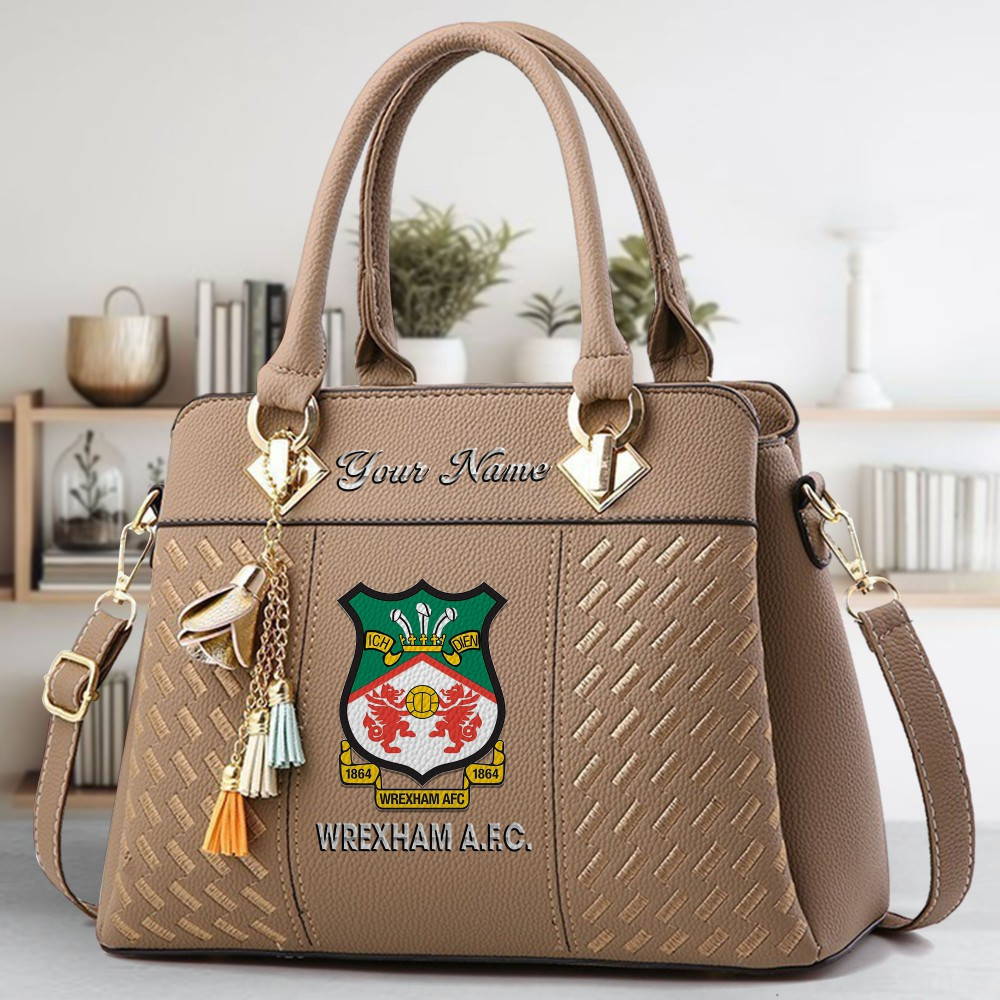 Wrexham AFC Logo Crossbody Zip Hand Bag With Tassel Custom Name For Women - Image 3