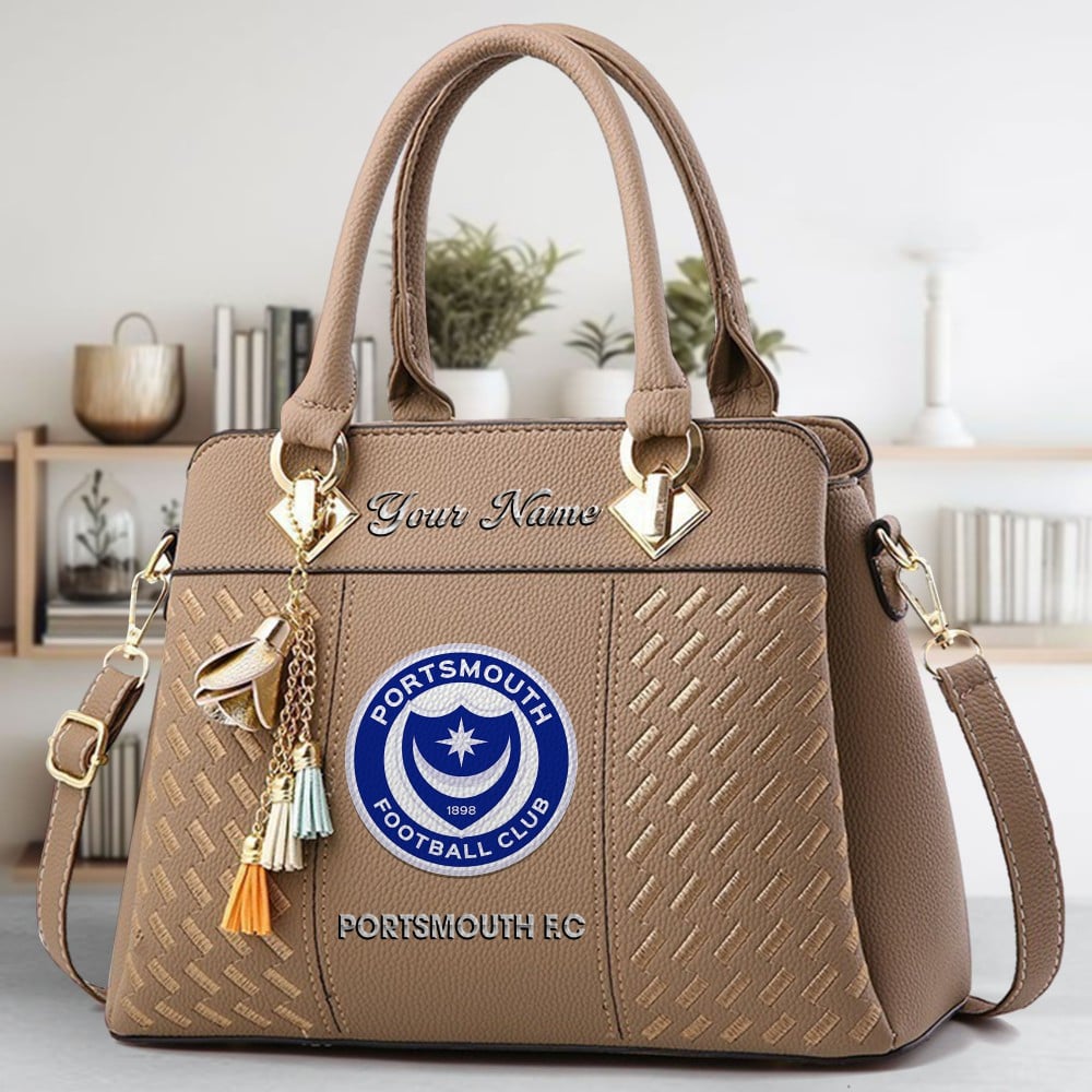 Portsmouth FC Logo Crossbody Zip Hand Bag With Tassel Custom Name For Women - Image 4