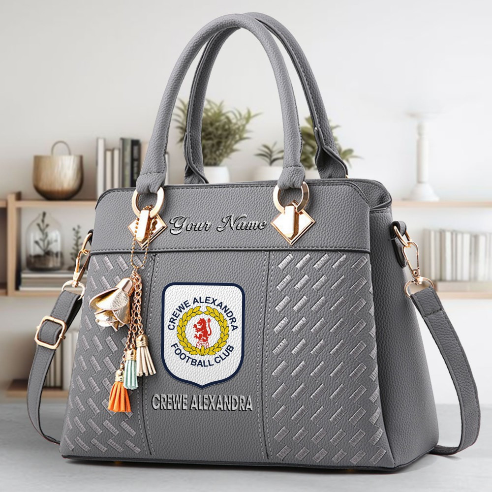 Crewe Alexandra Logo Crossbody Zip Hand Bag With Tassel Custom Name For Women - Image 4