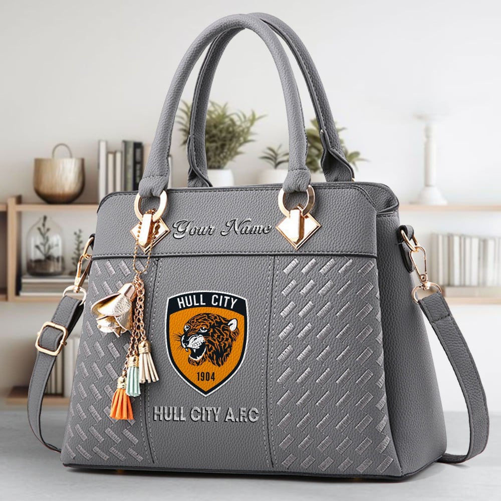 Hull City Logo Crossbody Zip Hand Bag With Tassel Custom Name For Women - Image 4