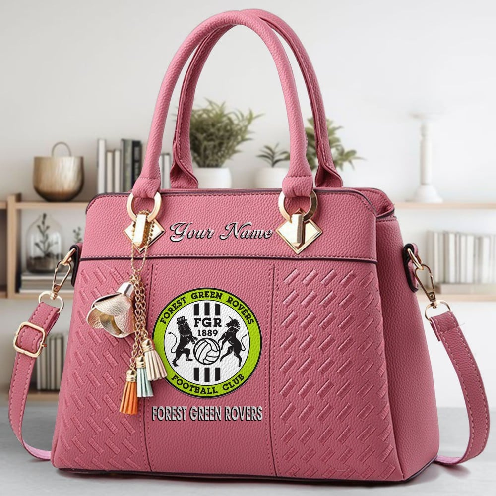 Forest Green Rovers Logo Crossbody Zip Hand Bag With Tassel Custom Name For Women - Image 5