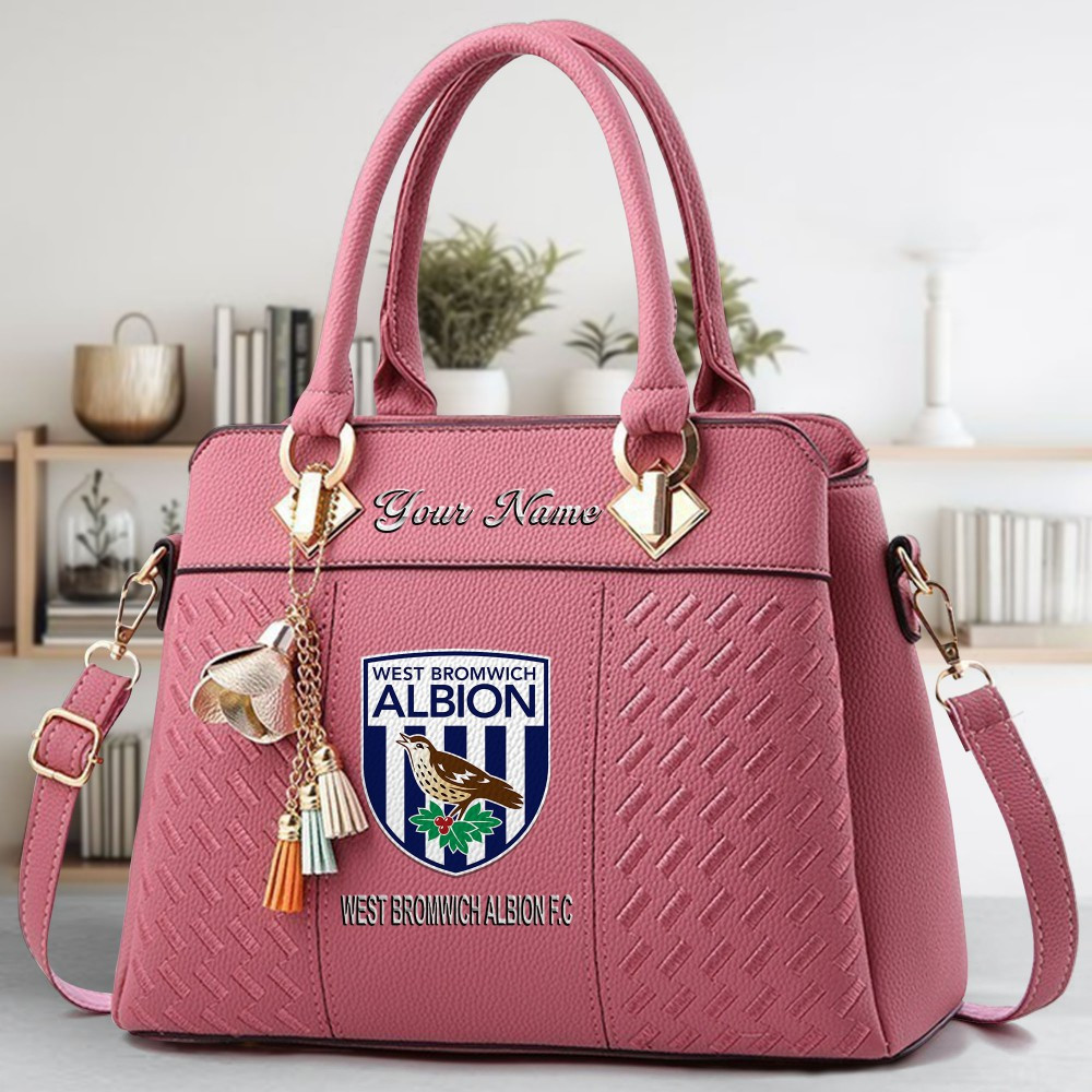West Bromwich Albion FC Logo Crossbody Zip Hand Bag With Tassel Custom Name For Women - Image 5