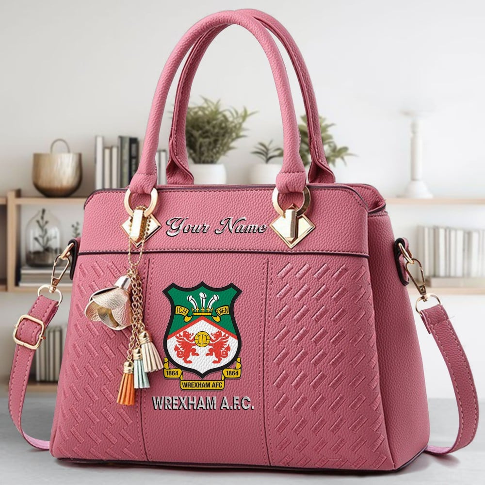 Wrexham AFC Logo Crossbody Zip Hand Bag With Tassel Custom Name For Women - Image 5
