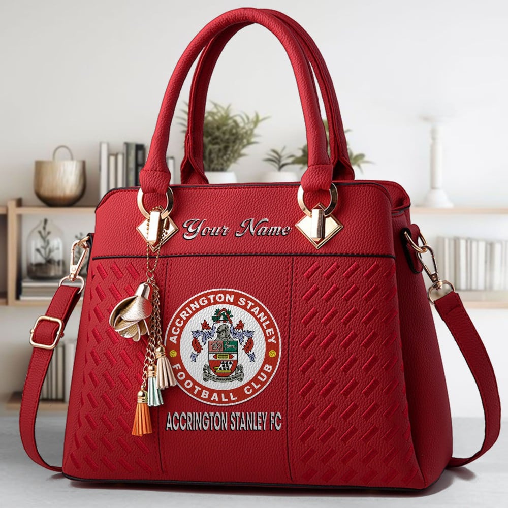Accrington Stanley Logo Crossbody Zip Hand Bag With Tassel Custom Name For Women - Image 6