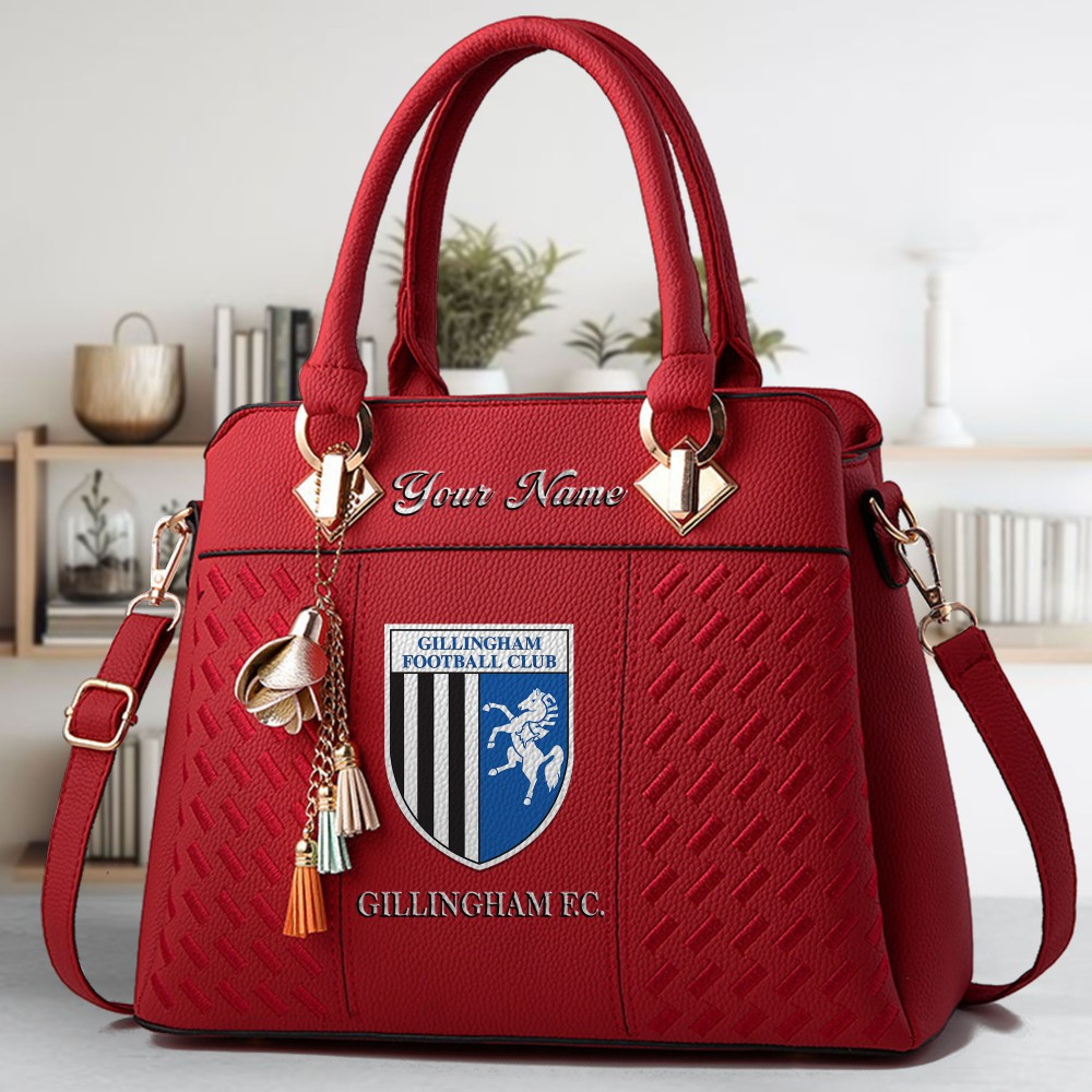 Gillingham F.C Logo Crossbody Zip Hand Bag With Tassel Custom Name For Women - Image 6