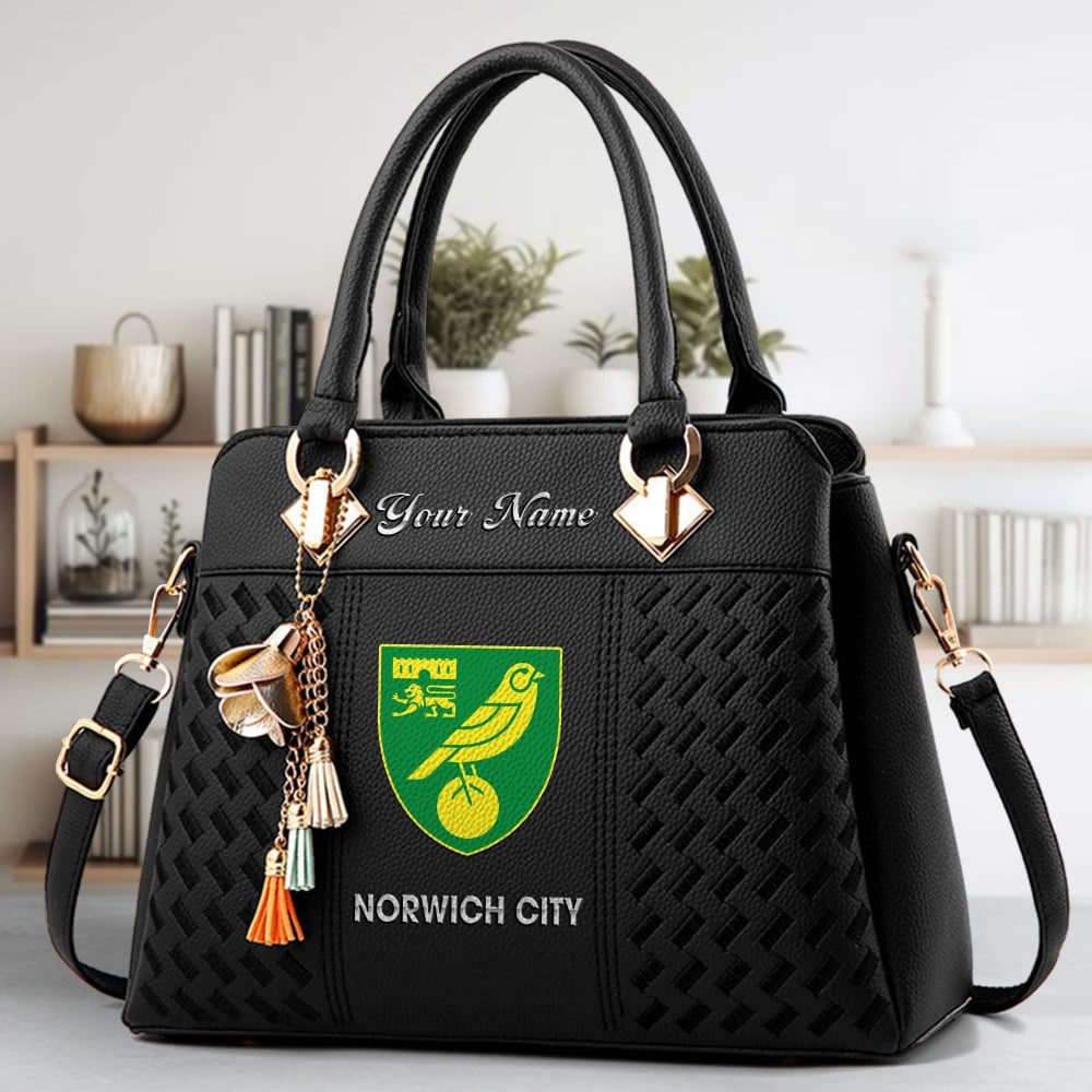 Norwich City Logo Crossbody Zip Hand Bag With Tassel Custom Name For Women - Image 2