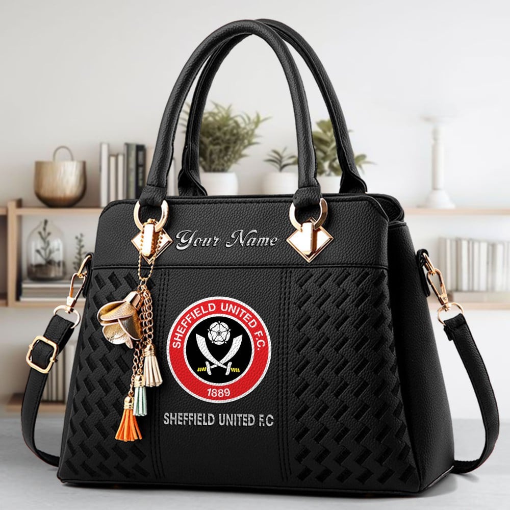 Sheffield United Fc Logo Crossbody Zip Hand Bag With Tassel Custom Name For Women - Image 2