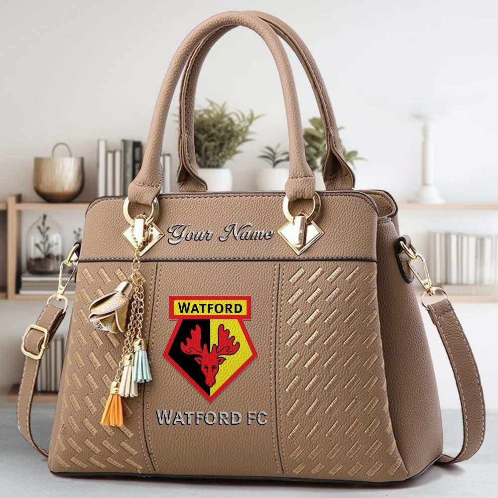 Watford Logo Crossbody Zip Hand Bag With Tassel Custom Name For Women - Image 3