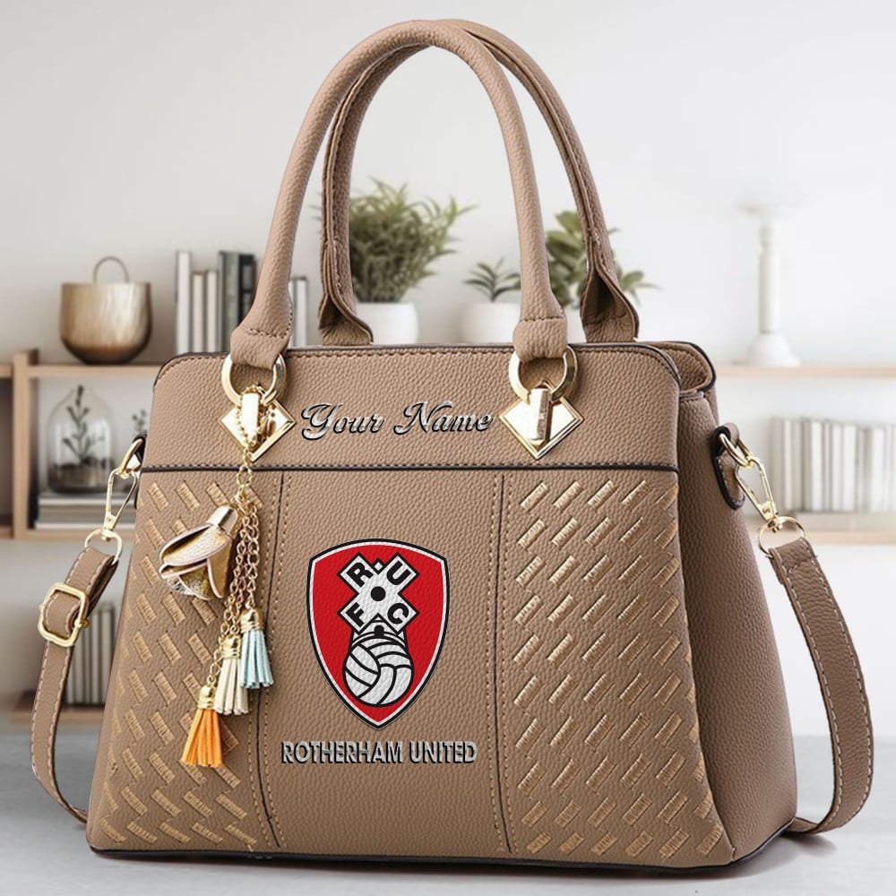 Rotherham United Logo Crossbody Zip Hand Bag With Tassel Custom Name For Women - Image 3