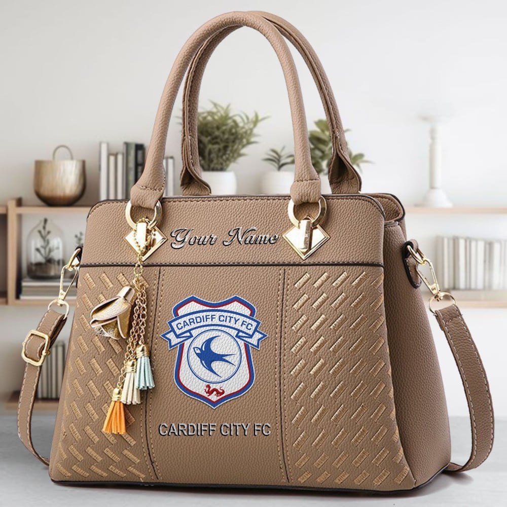 Cardiff City Fc Logo Crossbody Zip Hand Bag With Tassel Custom Name For Women - Image 3