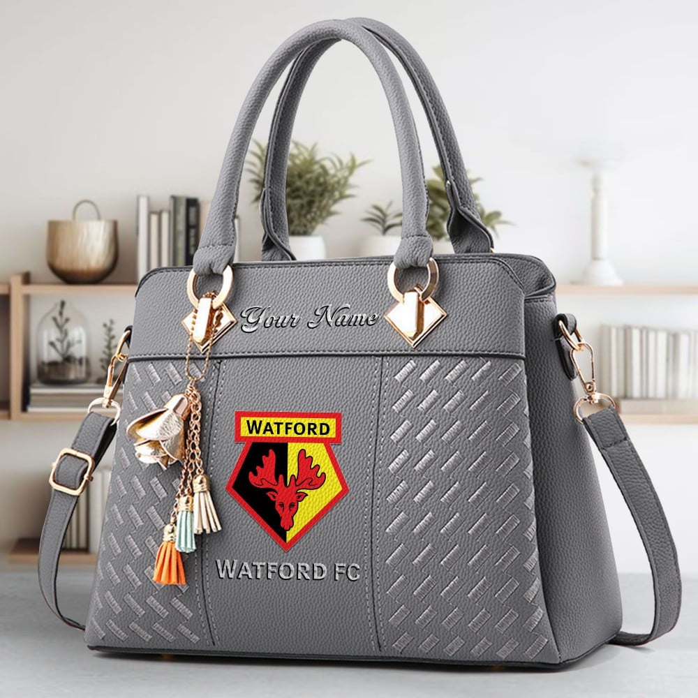 Watford Logo Crossbody Zip Hand Bag With Tassel Custom Name For Women - Image 4