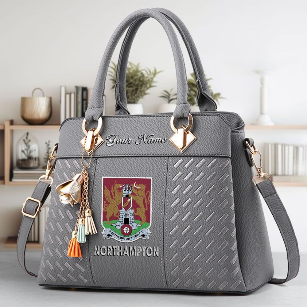 Northampton Logo Crossbody Zip Hand Bag With Tassel Custom Name For Women - Image 4