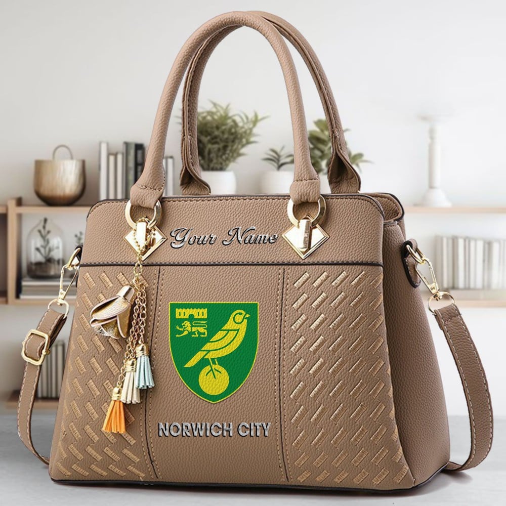 Norwich City Logo Crossbody Zip Hand Bag With Tassel Custom Name For Women - Image 4