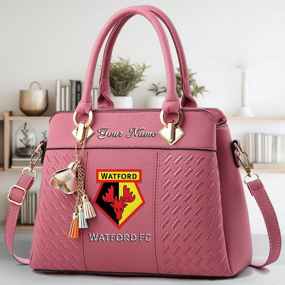 Watford Logo Crossbody Zip Hand Bag With Tassel Custom Name For Women - Image 5