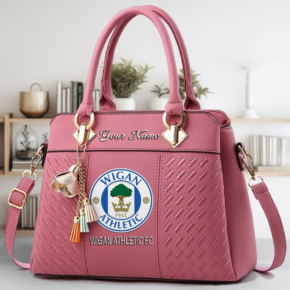 Wigan Athletic Logo Crossbody Zip Hand Bag With Tassel Custom Name For Women - Image 5