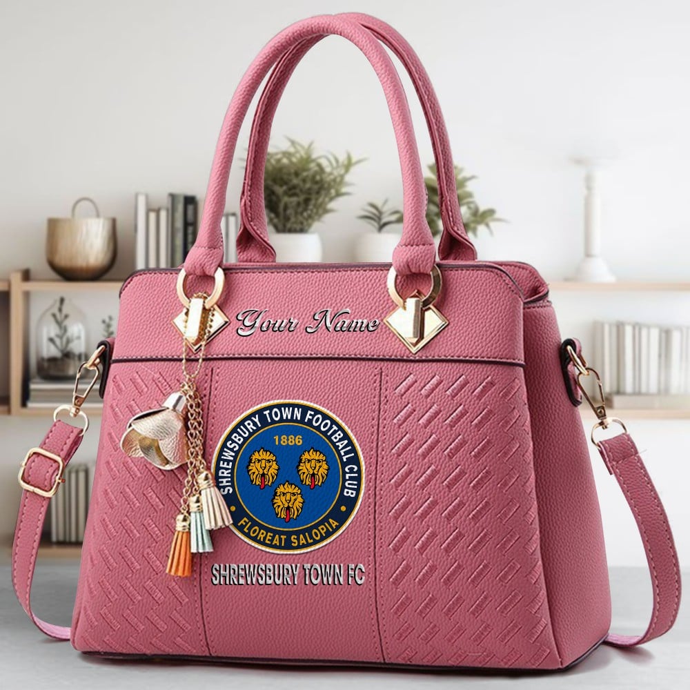 Shrewsbury Town Logo Crossbody Zip Hand Bag With Tassel Custom Name For Women - Image 5