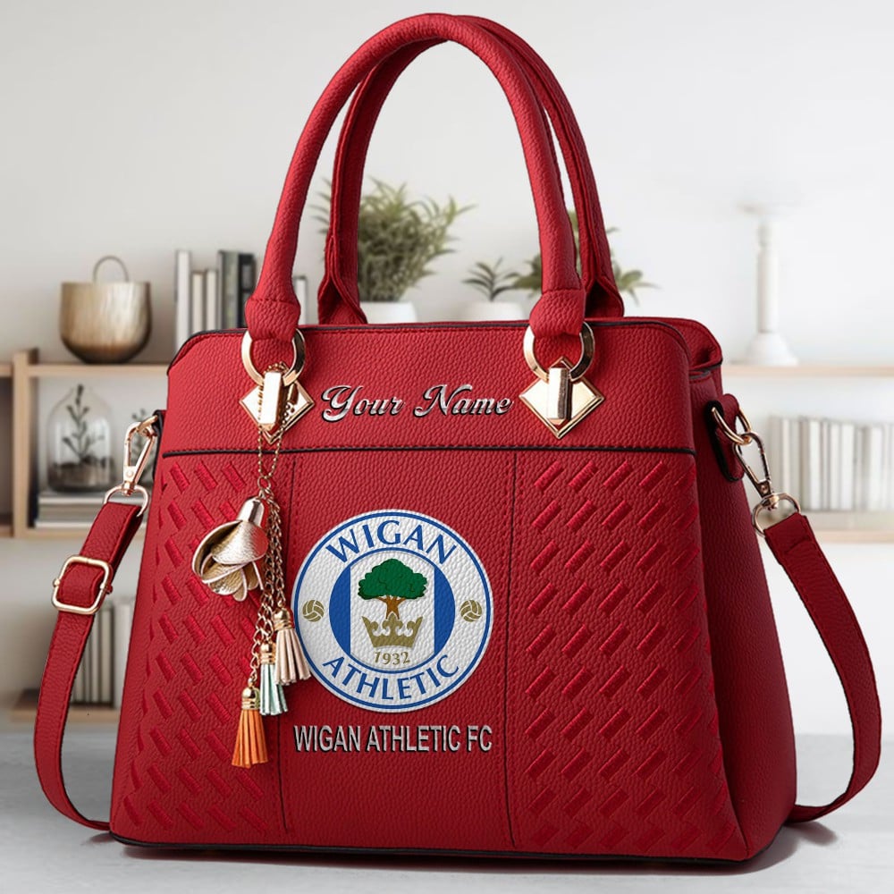 Wigan Athletic Logo Crossbody Zip Hand Bag With Tassel Custom Name For Women - Image 6