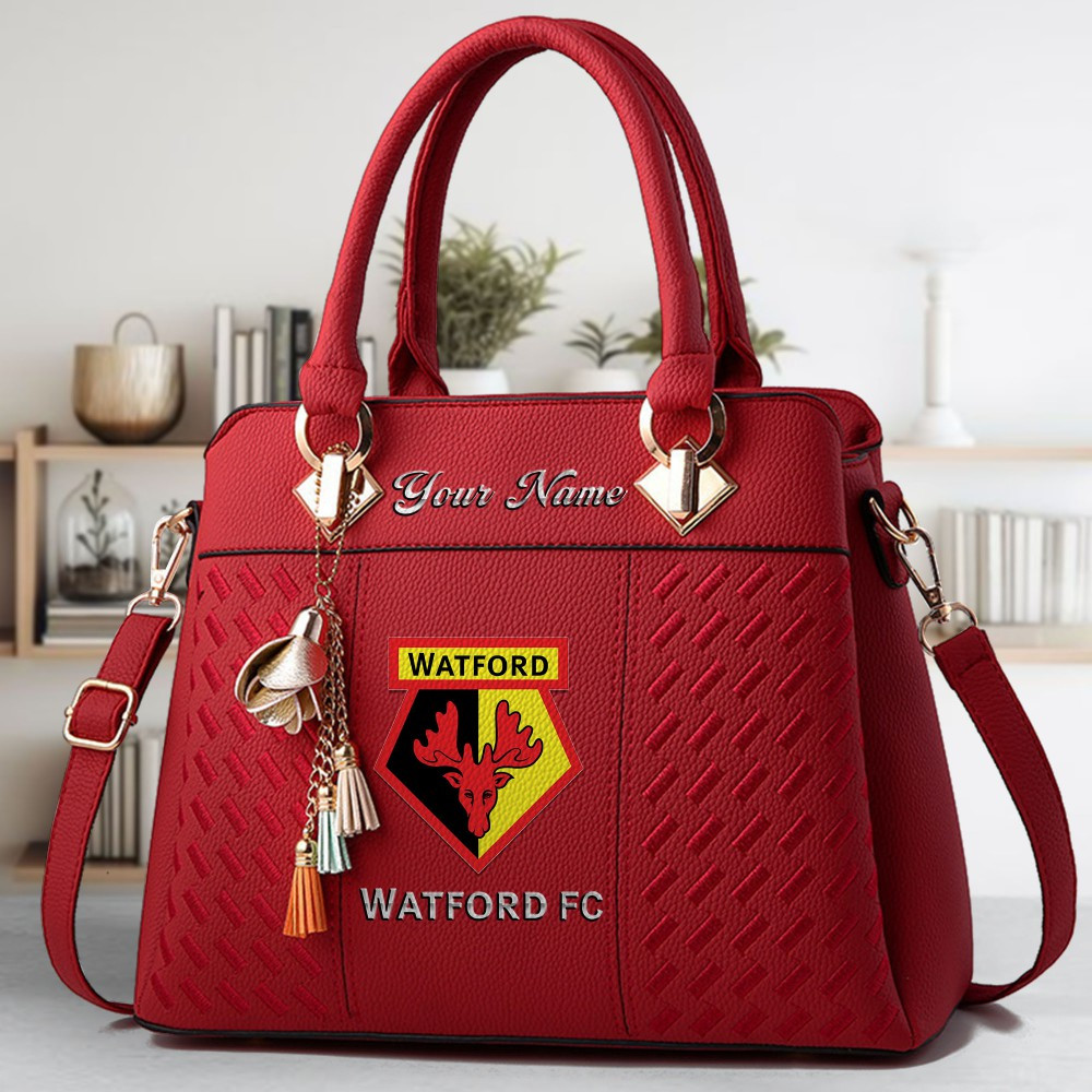 Watford Logo Crossbody Zip Hand Bag With Tassel Custom Name For Women - Image 6