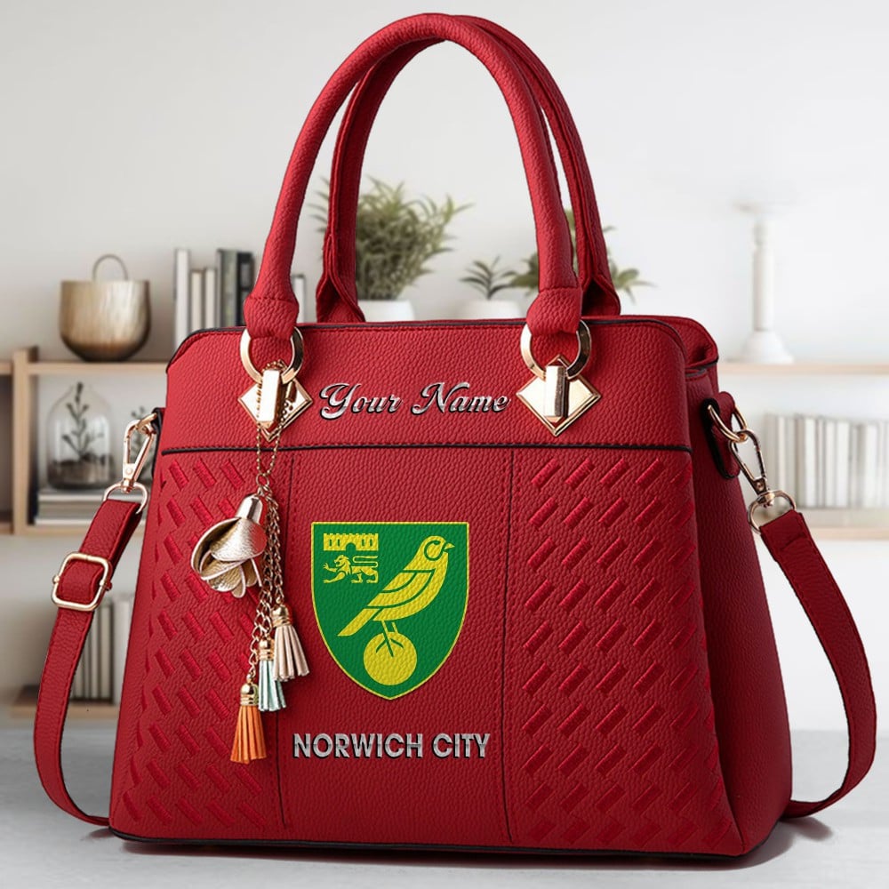 Norwich City Logo Crossbody Zip Hand Bag With Tassel Custom Name For Women - Image 6