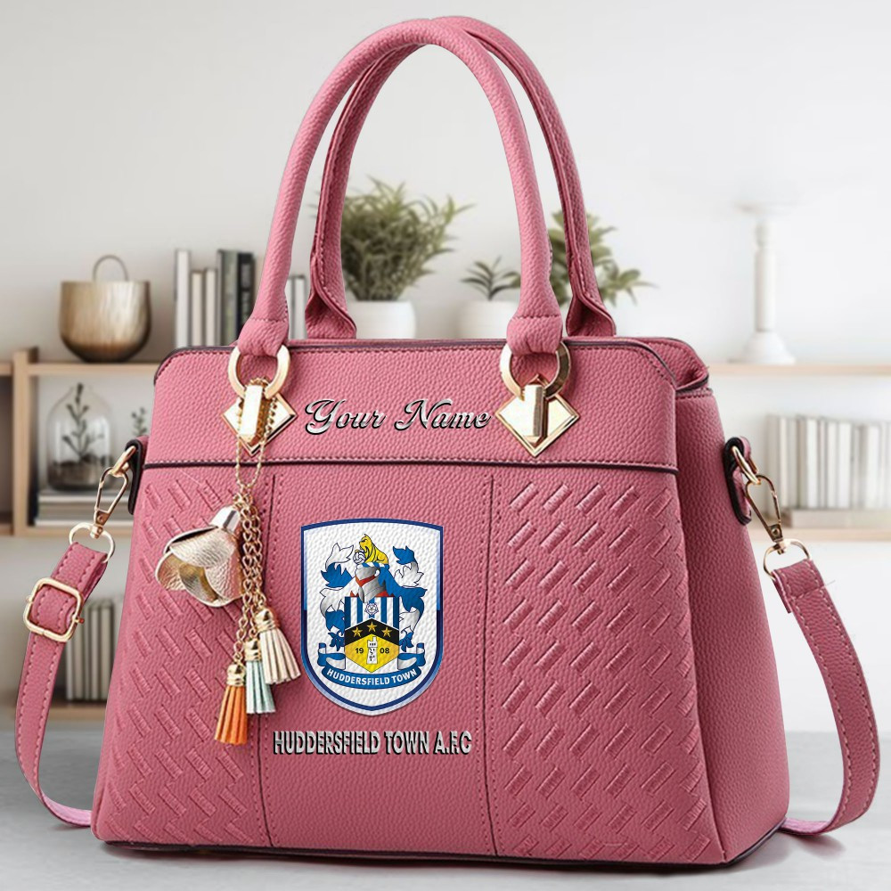 Huddersfield Town A.FC Logo Crossbody Zip Hand Bag With Tassel Custom Name For Women - Image 5