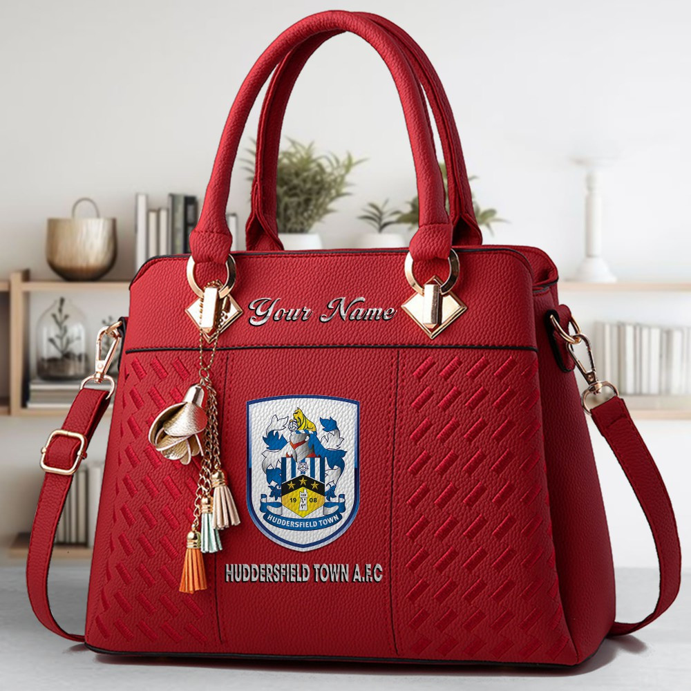 Huddersfield Town A.FC Logo Crossbody Zip Hand Bag With Tassel Custom Name For Women - Image 6