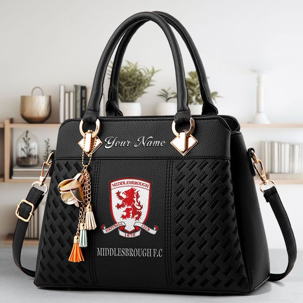 Middlesbrough Fc Logo Crossbody Zip Hand Bag With Tassel Custom Name For Women - Image 2