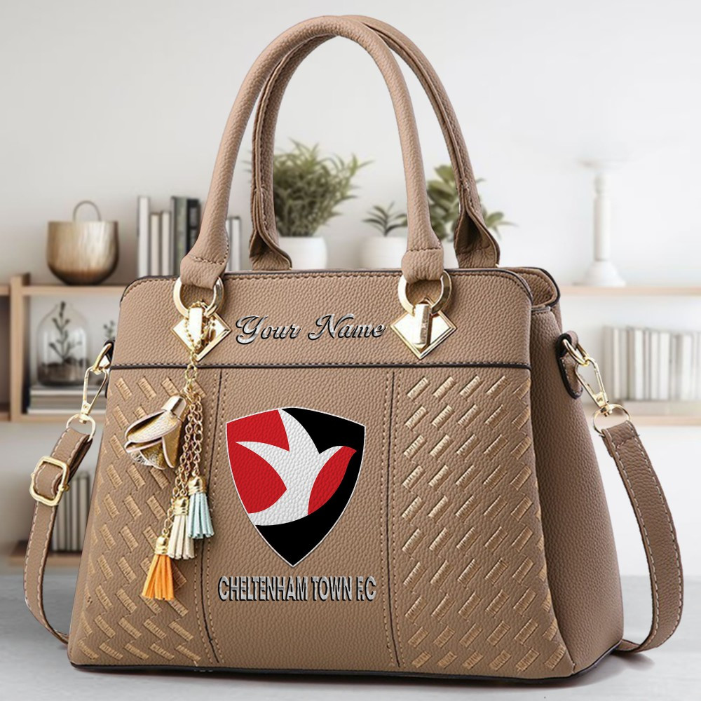 Cheltenham Town Fc Logo Crossbody Zip Hand Bag With Tassel Custom Name For Women - Image 3