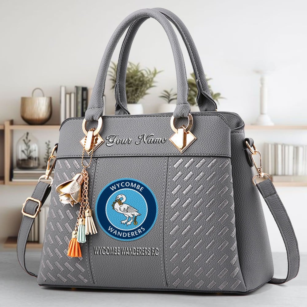 Wycombe Wanderers Fc Logo Crossbody Zip Hand Bag With Tassel Custom Name For Women - Image 4