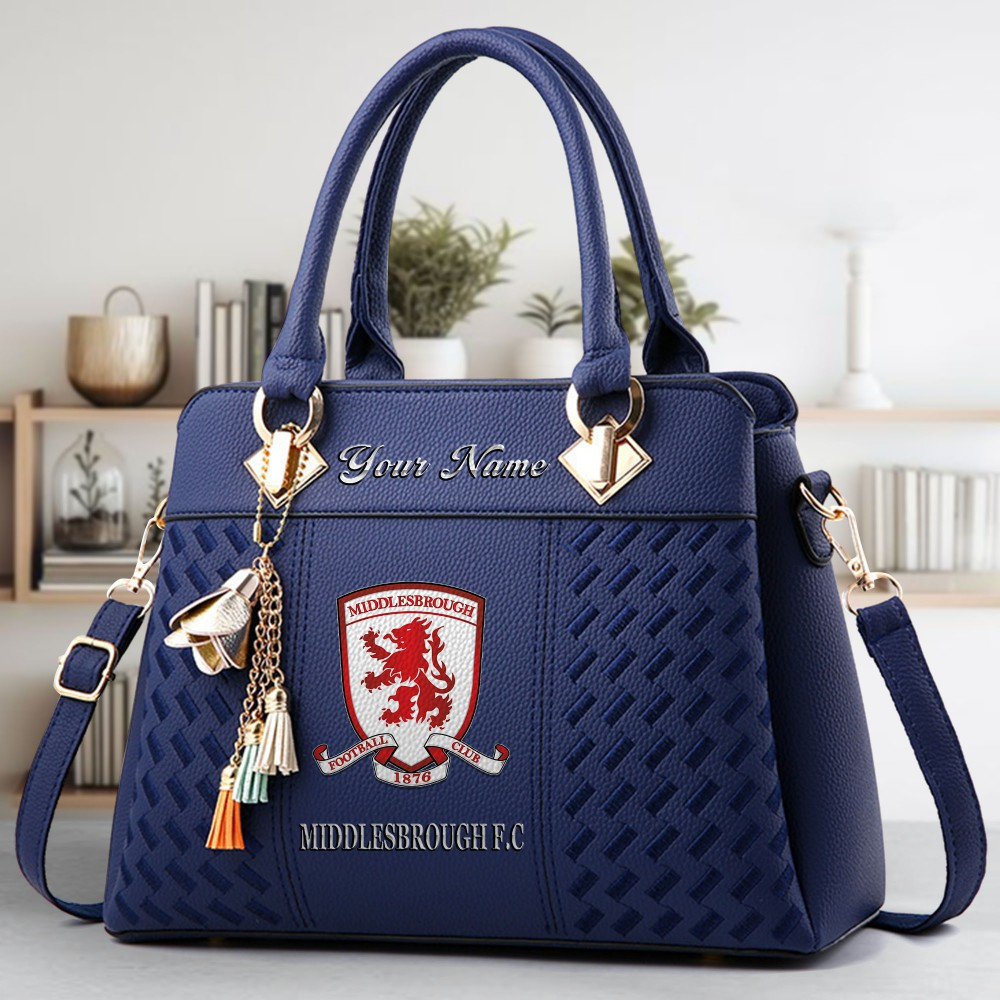 Middlesbrough Fc Logo Crossbody Zip Hand Bag With Tassel Custom Name For Women - Image 3