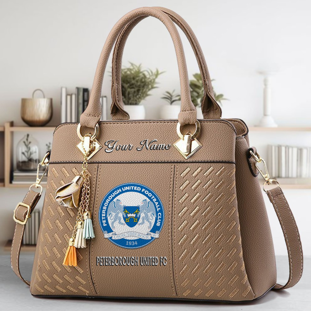 Peterborough United FC Logo Crossbody Zip Hand Bag With Tassel Custom Name For Women - Image 3