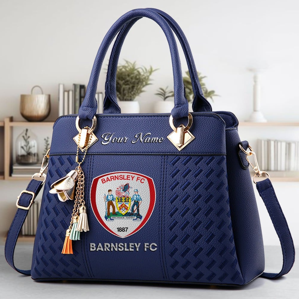 Barnsley FC Logo Crossbody Zip Hand Bag With Tassel Custom Name For Women - Image 3