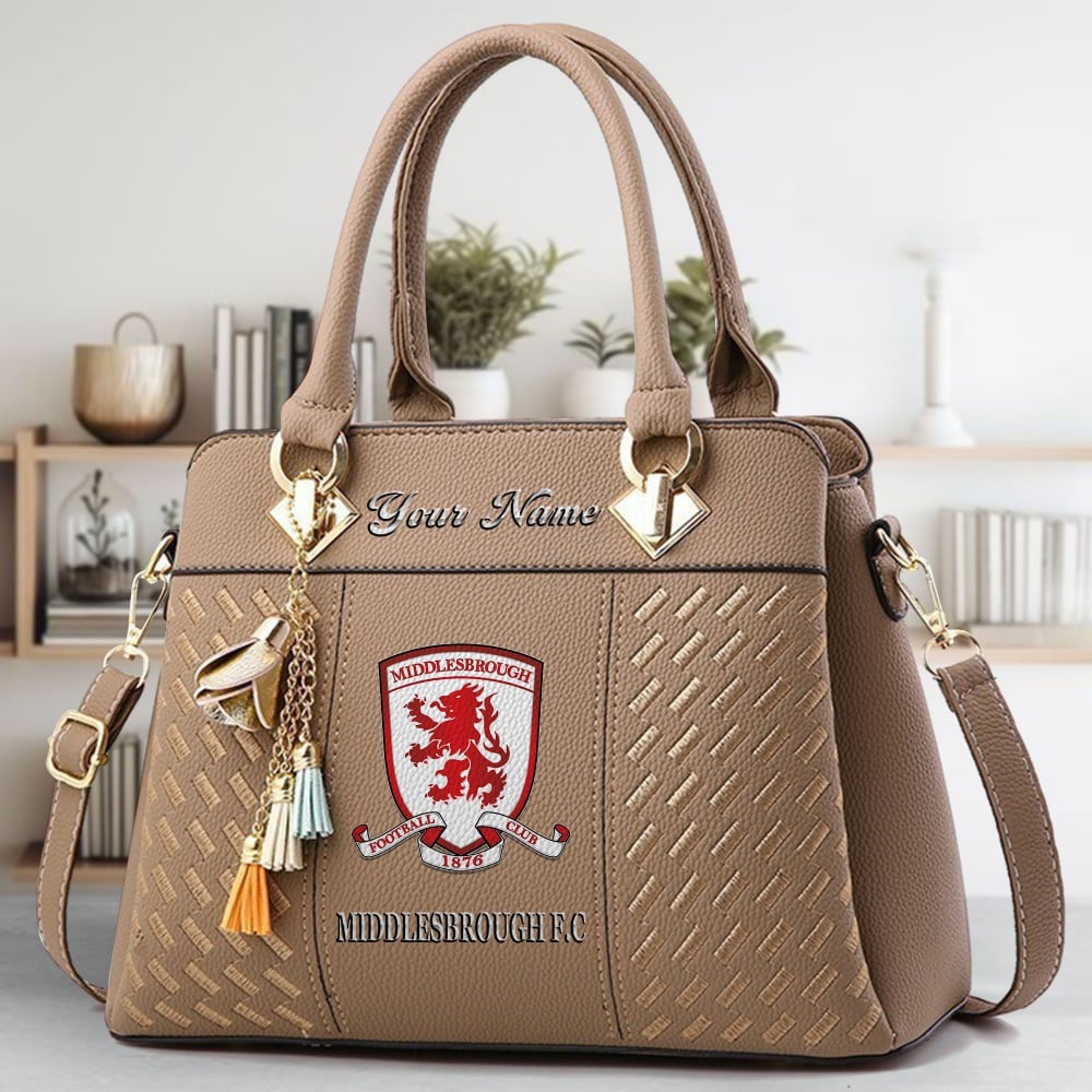 Middlesbrough Fc Logo Crossbody Zip Hand Bag With Tassel Custom Name For Women - Image 4