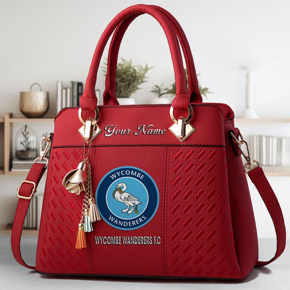 Wycombe Wanderers Fc Logo Crossbody Zip Hand Bag With Tassel Custom Name For Women - Image 6