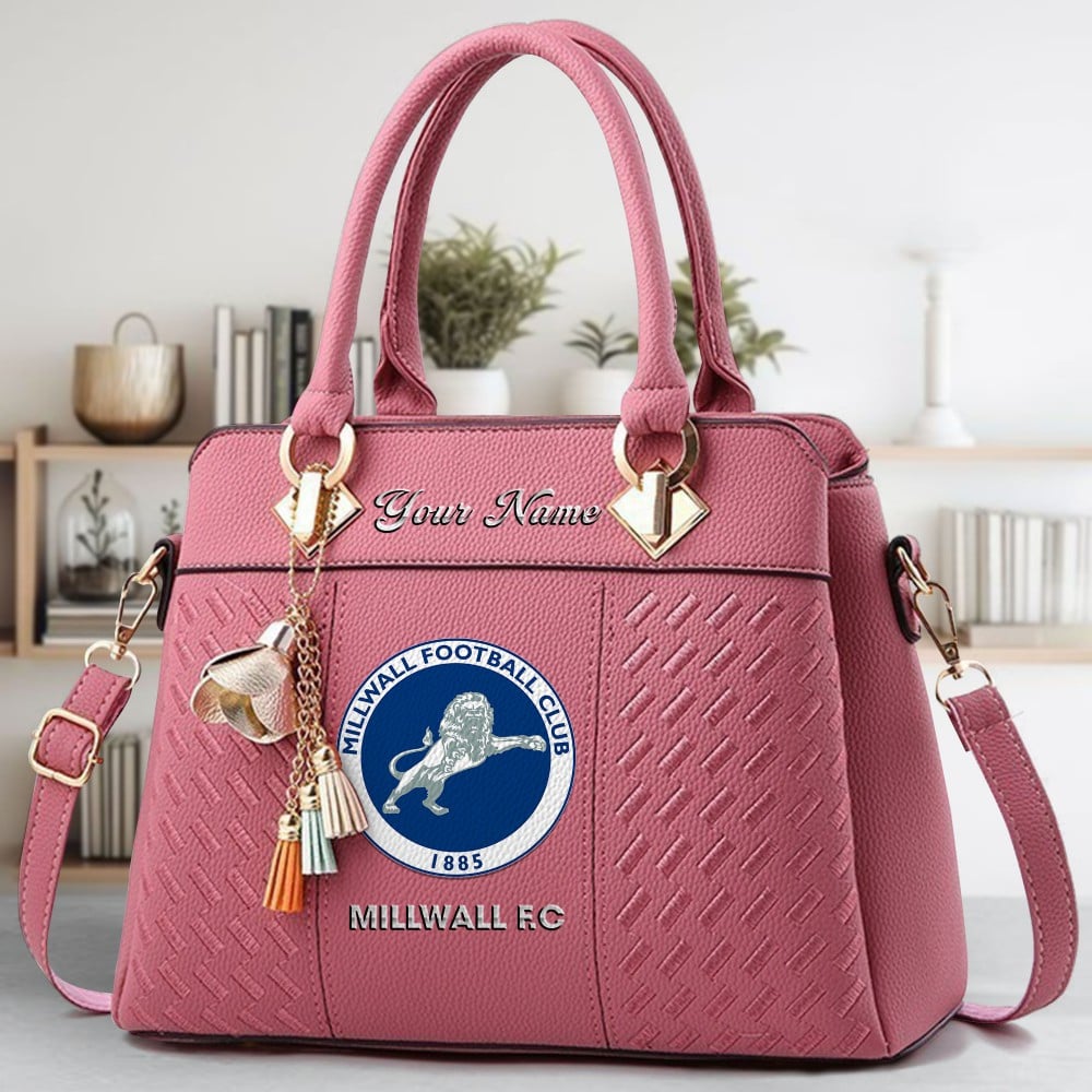 Millwall FC Logo Crossbody Zip Hand Bag With Tassel Custom Name For Women - Image 5
