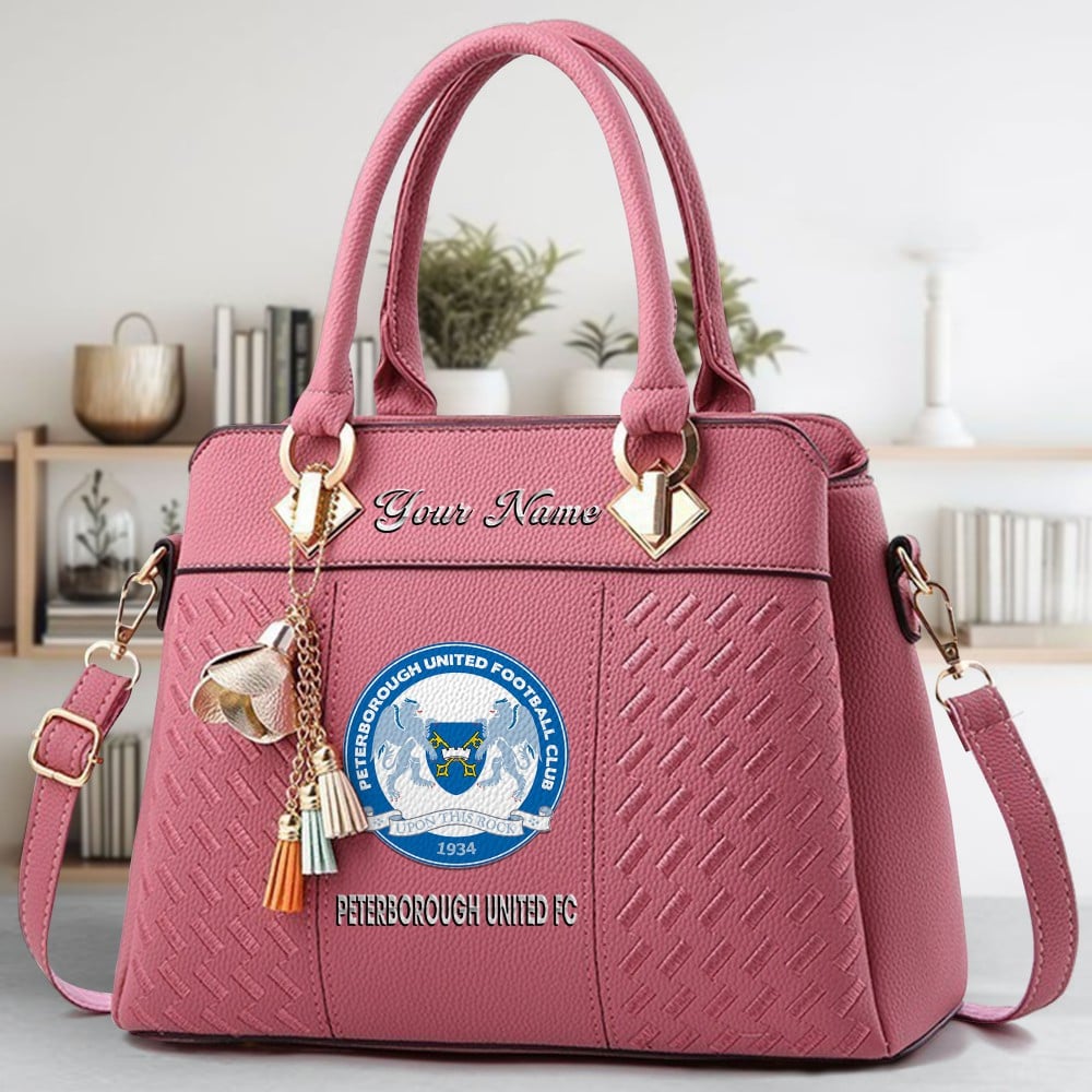 Peterborough United FC Logo Crossbody Zip Hand Bag With Tassel Custom Name For Women - Image 5